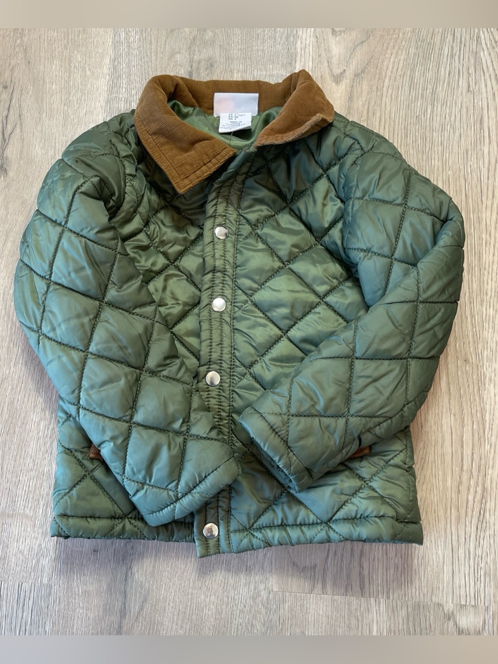 Tommy Bahamas Olive Green Quilted Jacket with Brown Trim